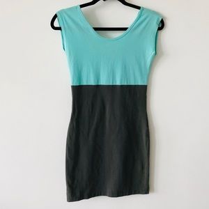 American Apparel Aqua and Charcoal Mini Dress